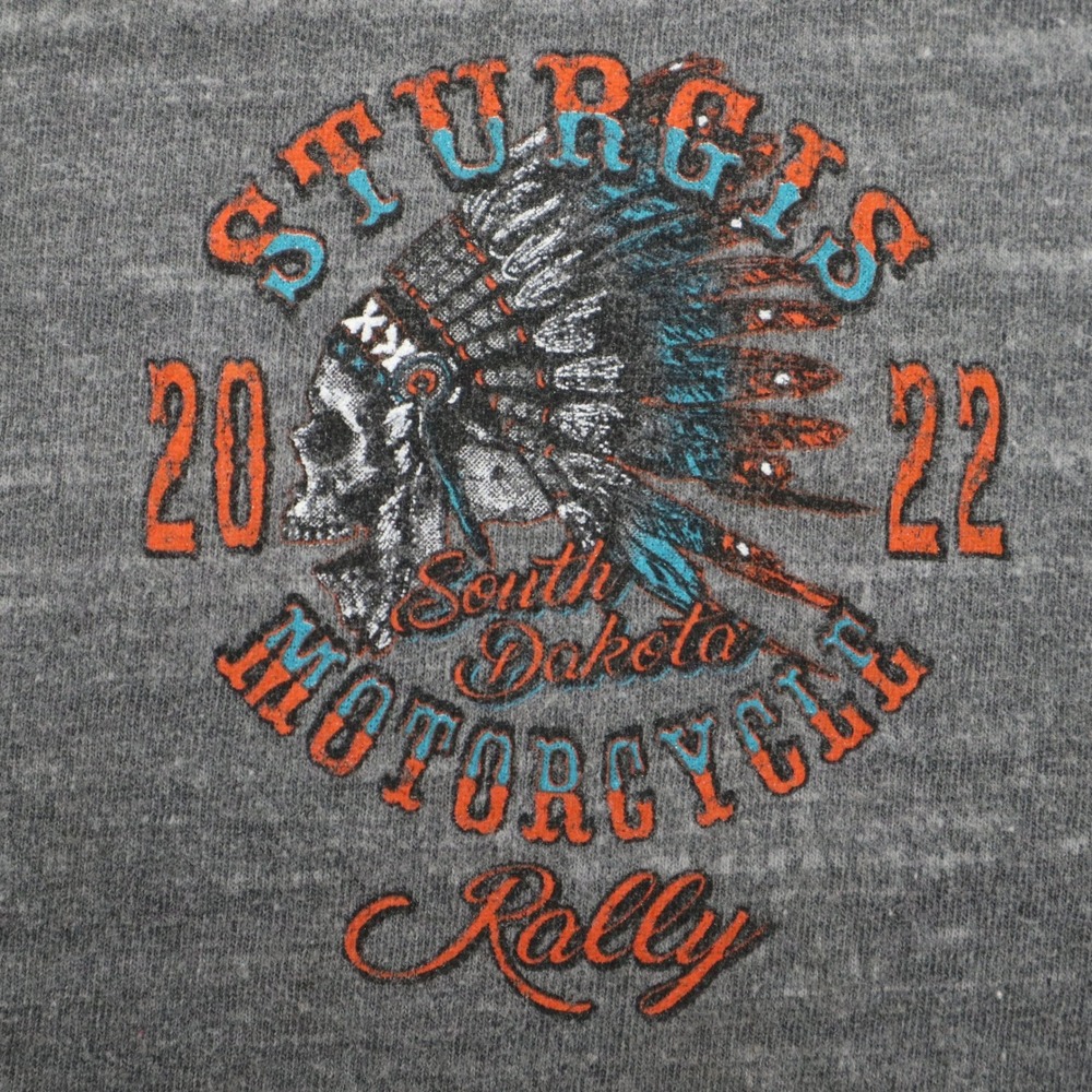 Sturgis Motorcycle Rally 2022 Shirt Mens 2XL Grey Graphic Skull Biker